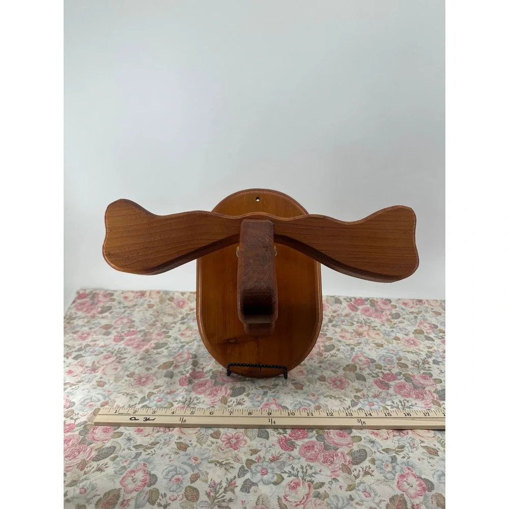 Vintage Rustic Handcrafted Wooden Moose Head Wall Mount Lodge Cabin Decor